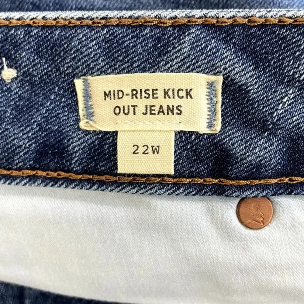 Madewell Mid-Rise Kick Out Jeans Dark Blue Size 22W - Picture 14 of 16